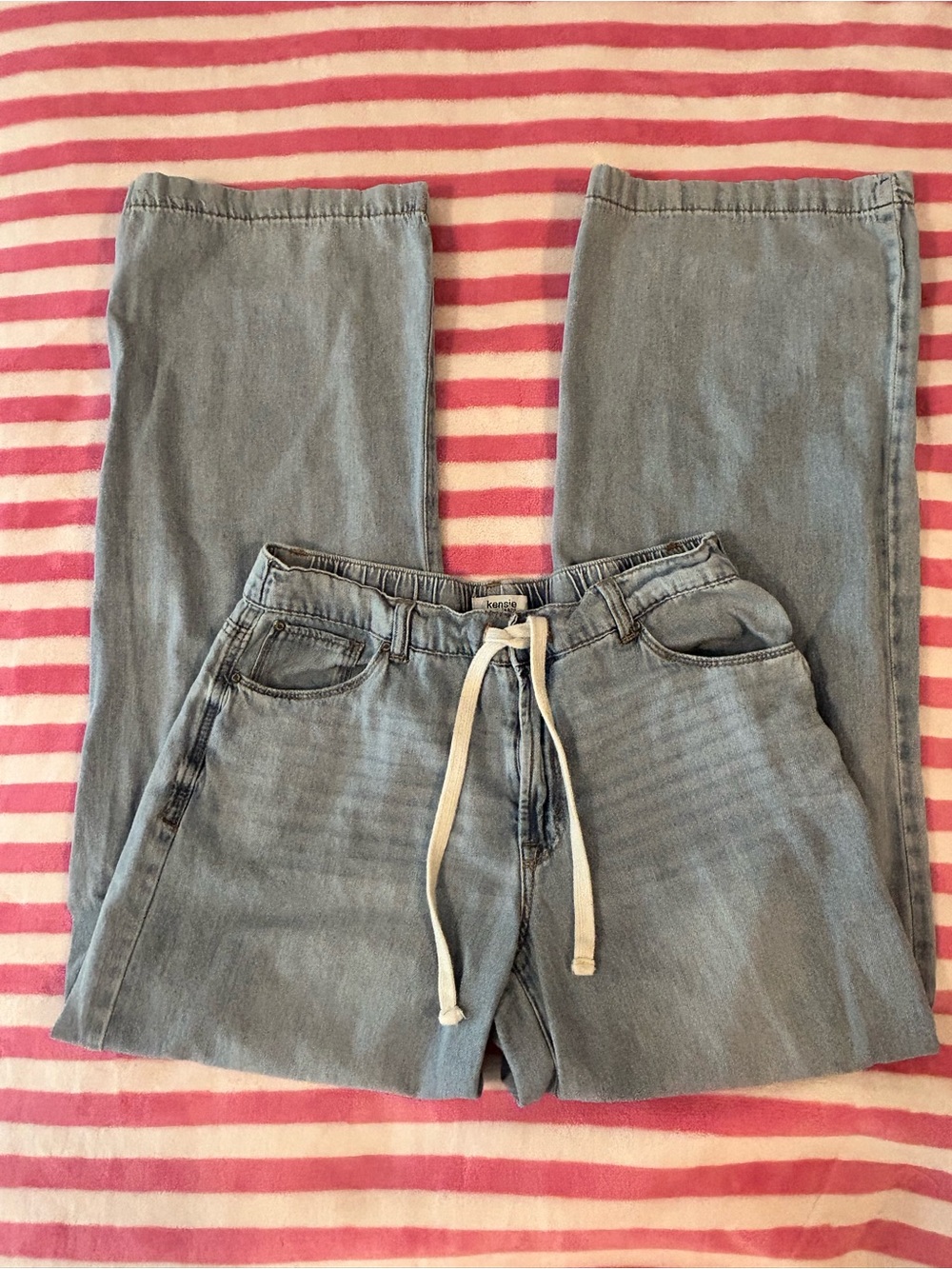 Light Wash Drawstring Baggy Jeans
